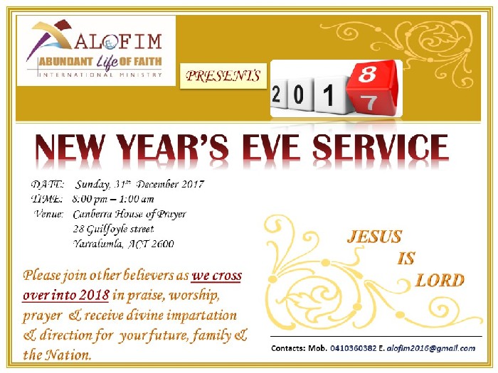 New Year’s Eve Cross Over Service