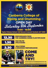 Canberra College of Piping & Drumming Open Day