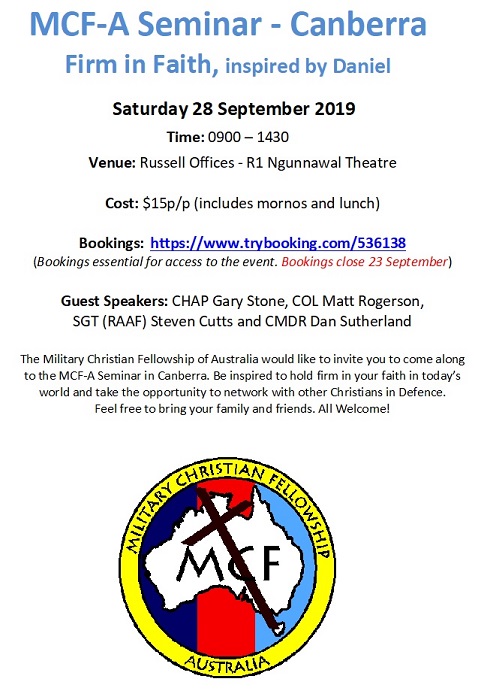 MCF-A Seminar Canberra - FIRM IN FAITH, inspired by Daniel