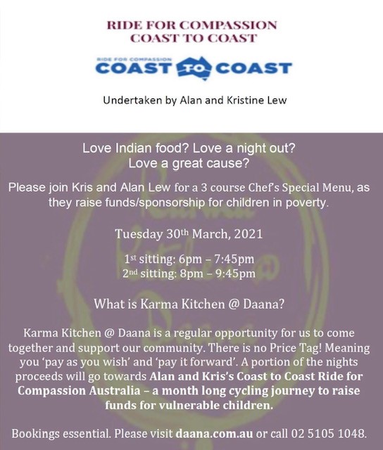 Fundraising Dinner in Support of Kris & Alan Lew  Ride For Compassion March 30th 2021